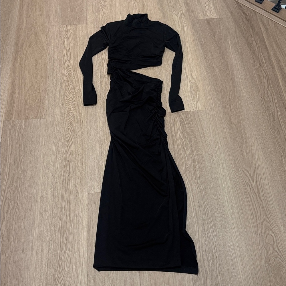 Zara - Cut Out Maxi Mock Neck Dress - Picture 4 of 4